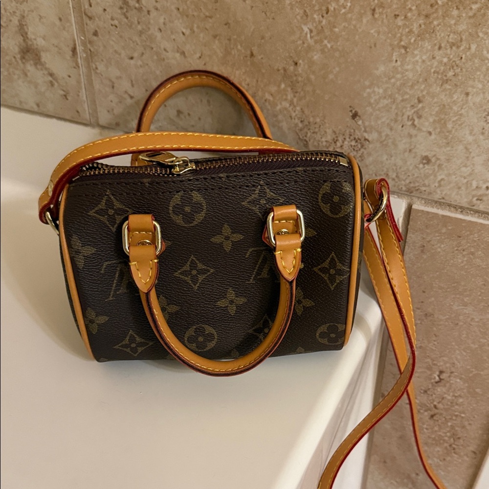 Monogram Mini Satchel with Tan Trim